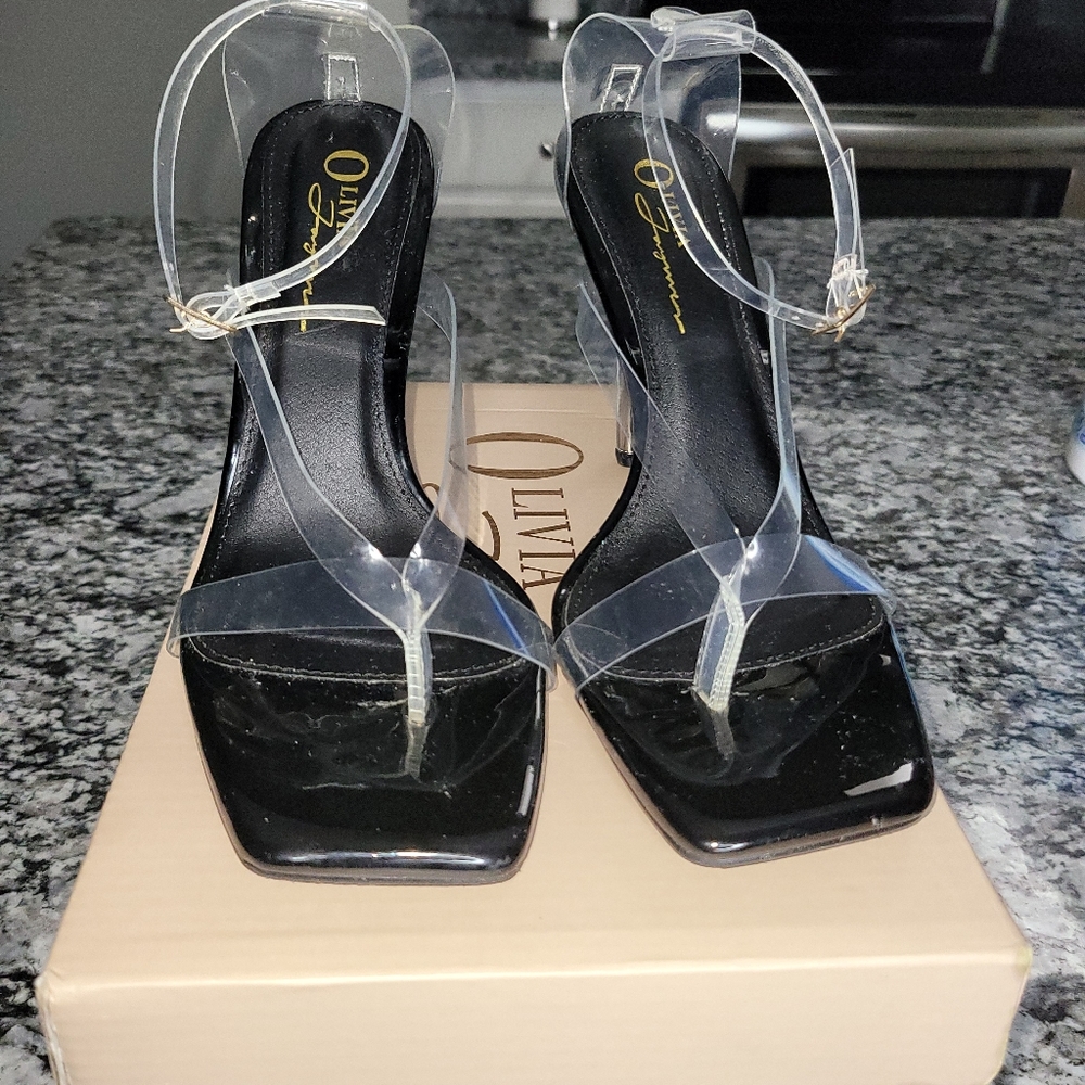 Black and Clear Sandals Heels